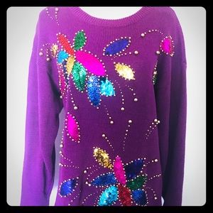 Gorgeous Vintage Sweater -Sequin-Beads -Colorful